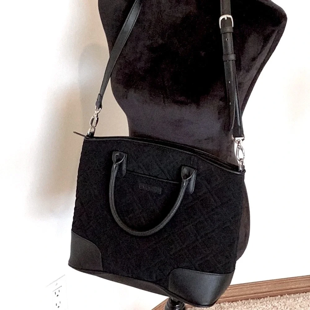 Vera Bradley Day Off Satchel Classic quilted black shoulder or handbag